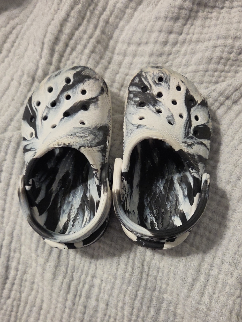 CROCS Kids Black & White Marble Clogs